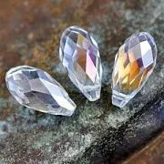 Бусина "Капля", граненая, стекло, цвет прозрачный, 20х10 мм