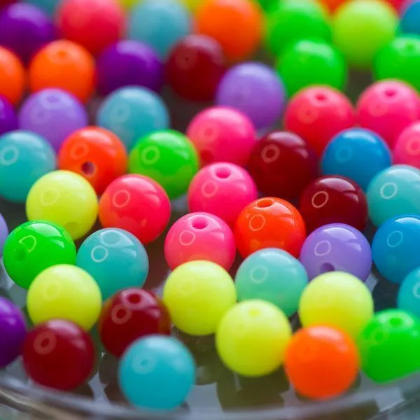 бусина, акрил "неон", цветовой микс, 8 мм