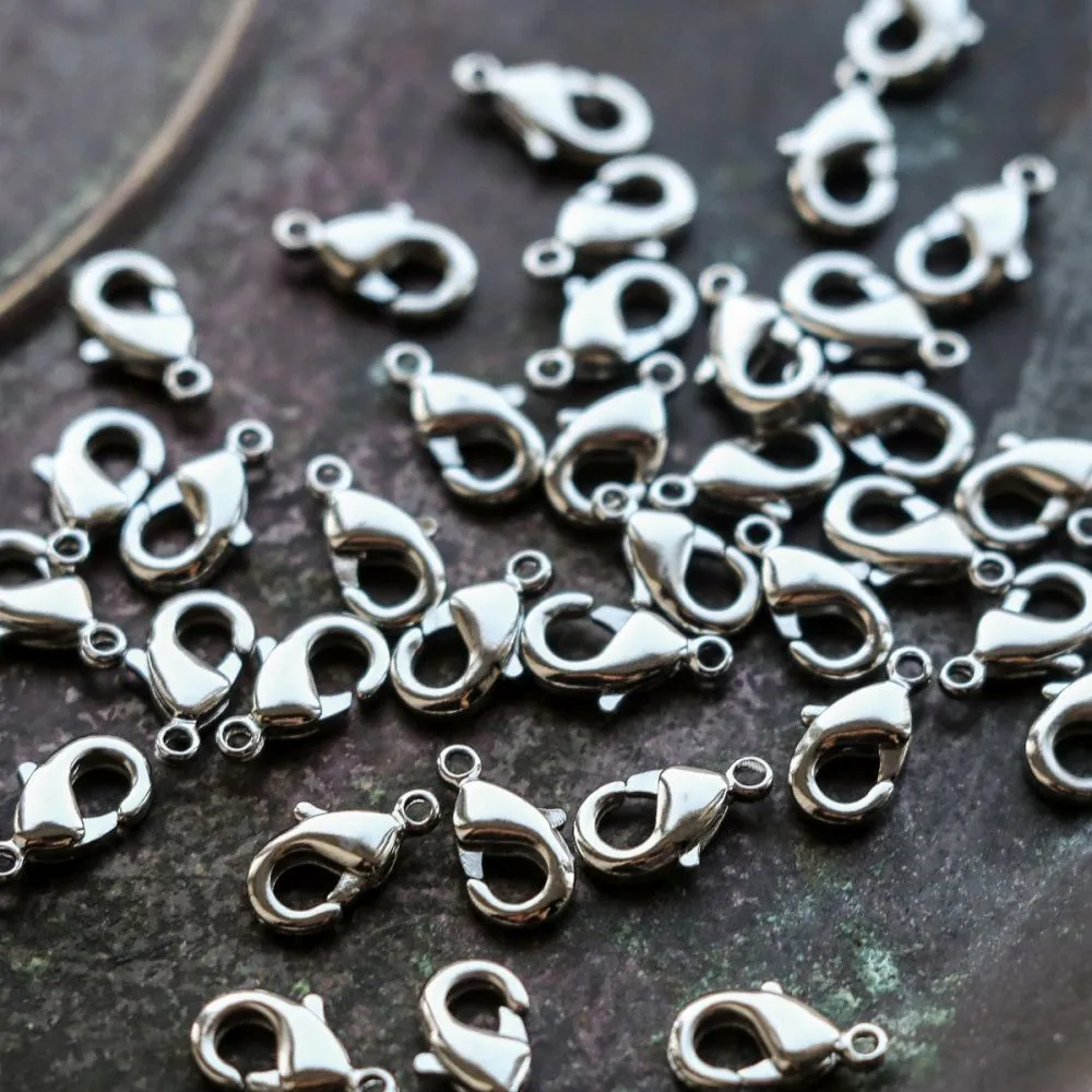 замочек-лобстер, покрытие платиной, 10x6x2.5 мм