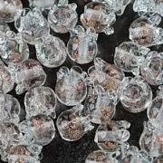 Бусина, Лэмпворк "Ландыш", стекло, цвет прозрачный/золото, 9x8.5 мм