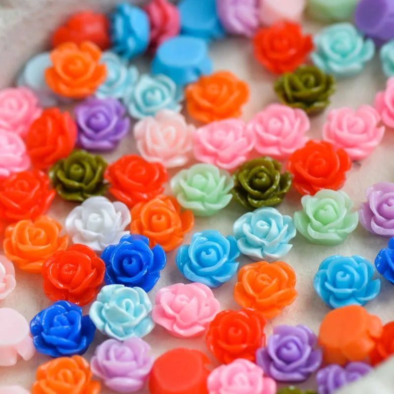 кабошон акриловый "розочка", цветовой микс, 10х5 мм