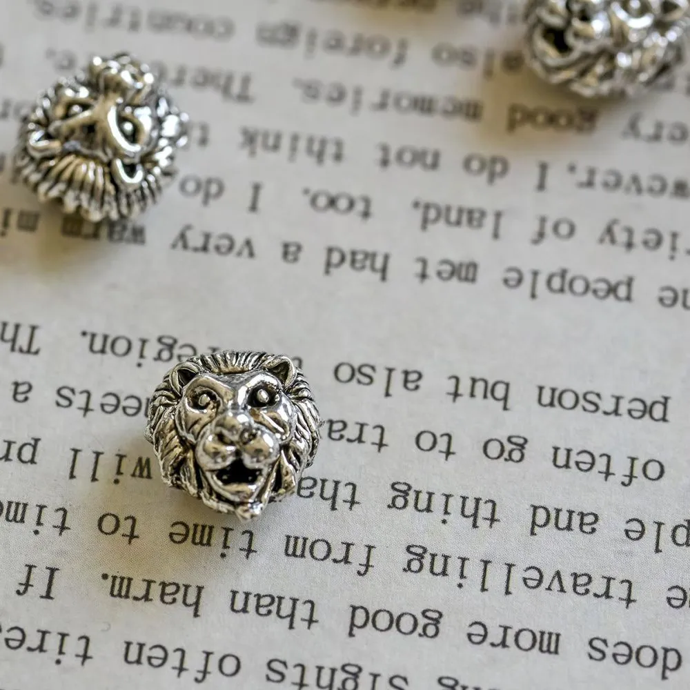 бусина, металл "львиная голова", цвет античное серебро, 13х12х8 мм