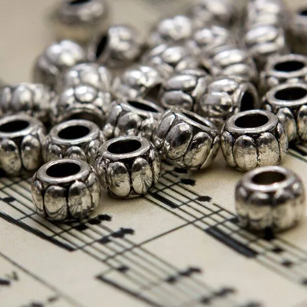 ес бусина металл "рондель", цвет античное серебро, 9.5х6.5 мм