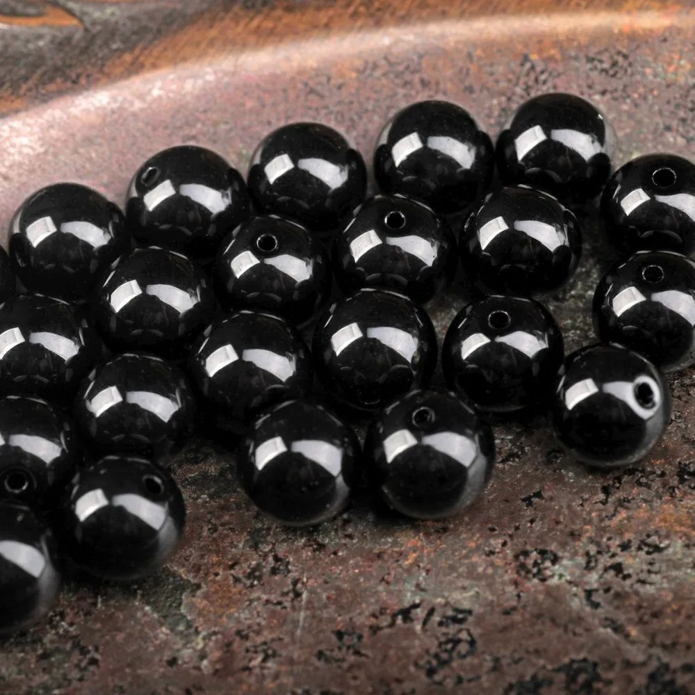 бусина, стекло 10, цвет черный, 10 мм