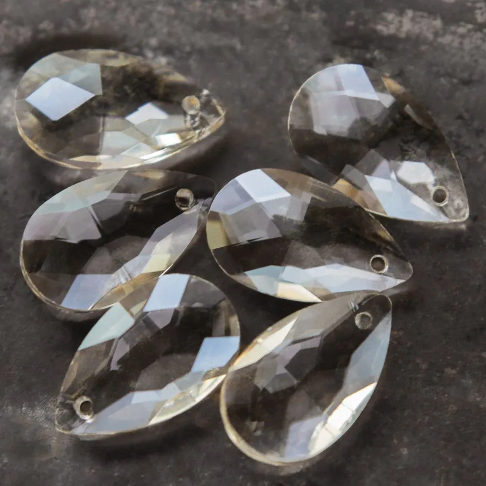 подвеска стеклянная "капля", граненая, цвет шампанского, 22х13 мм