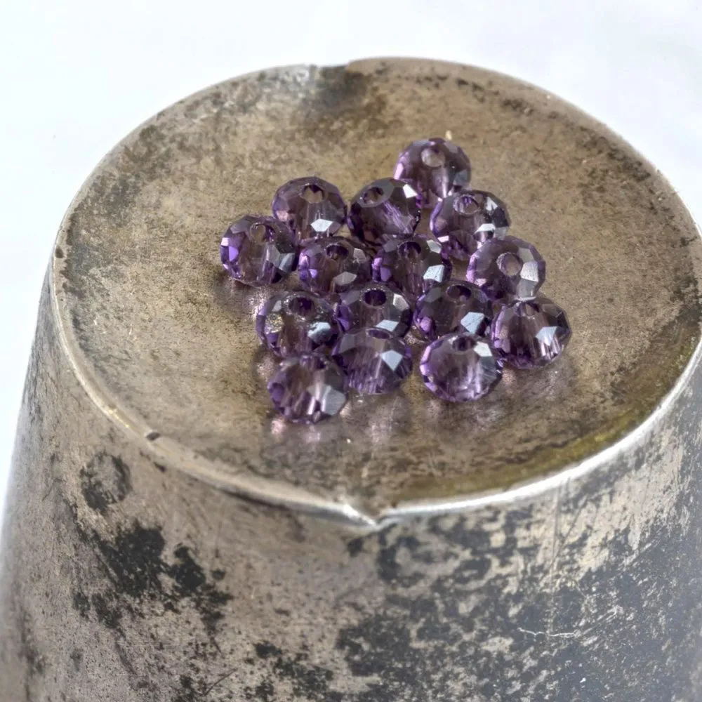 бусина, стекло абакус 2,5, граненая, цвет фиолетовый,  2.5x2 мм (уп 85+/-10 шт)