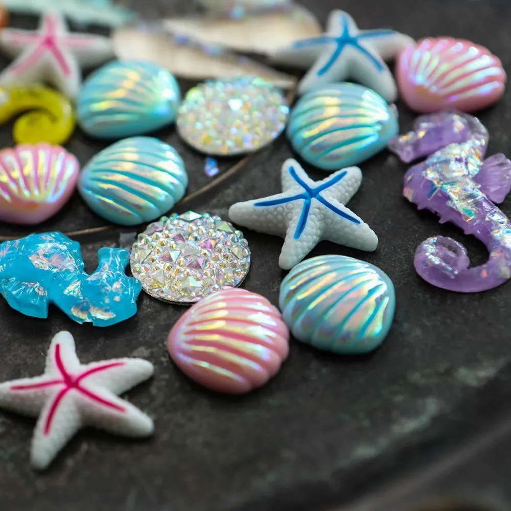 кабошон из смолы "морское дно", цветовой и размерный микс