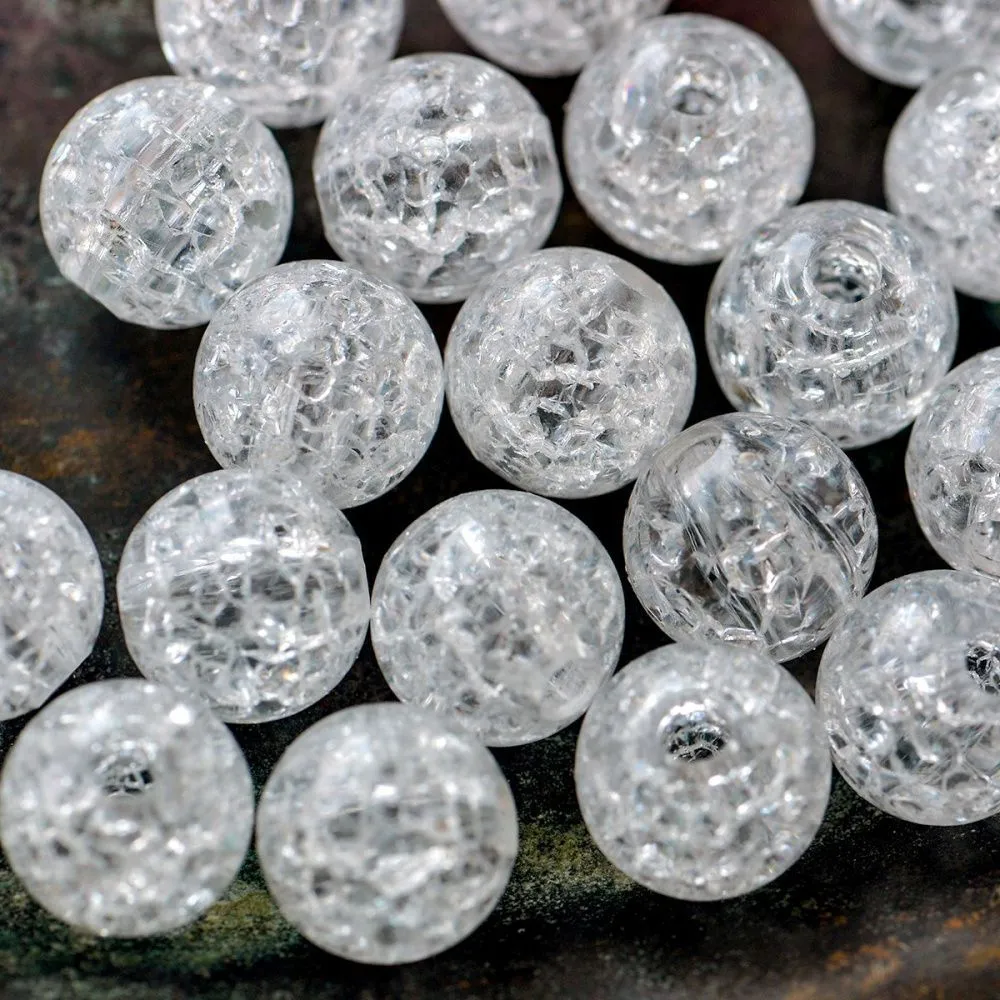 бусина, акрил "кракле", цвет прозрачный, 12 мм