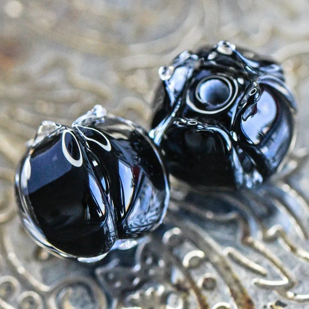 бусина, мурано "бутончик", черный, 13х12 мм