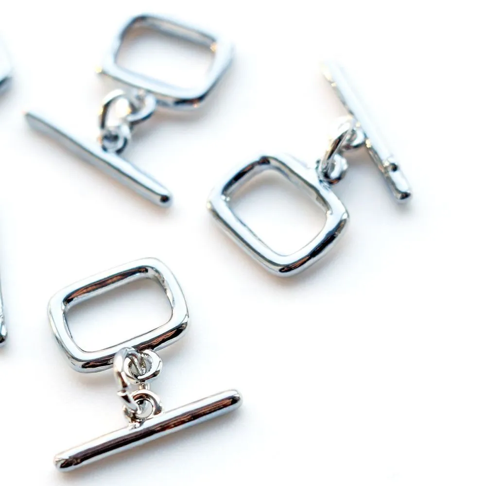 застежка-тоггл "квадро", покрытие платина, 11x10.5x1.5 мм