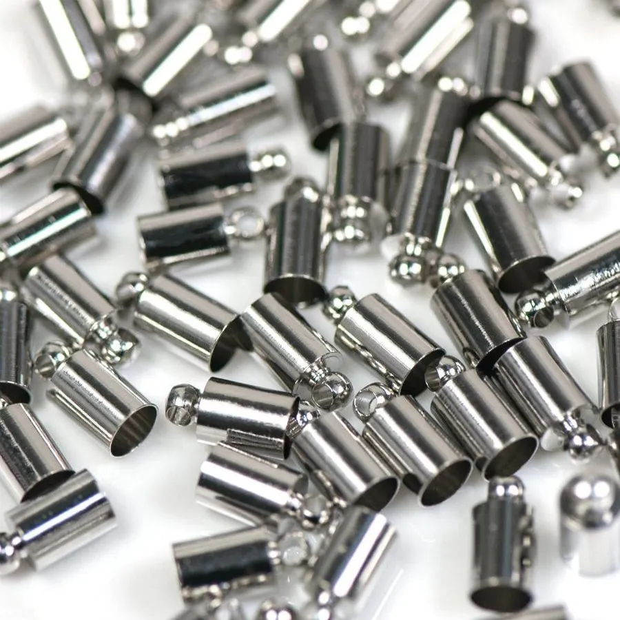 концевик для шнура "цилиндр", цвет платина, 10х5 мм