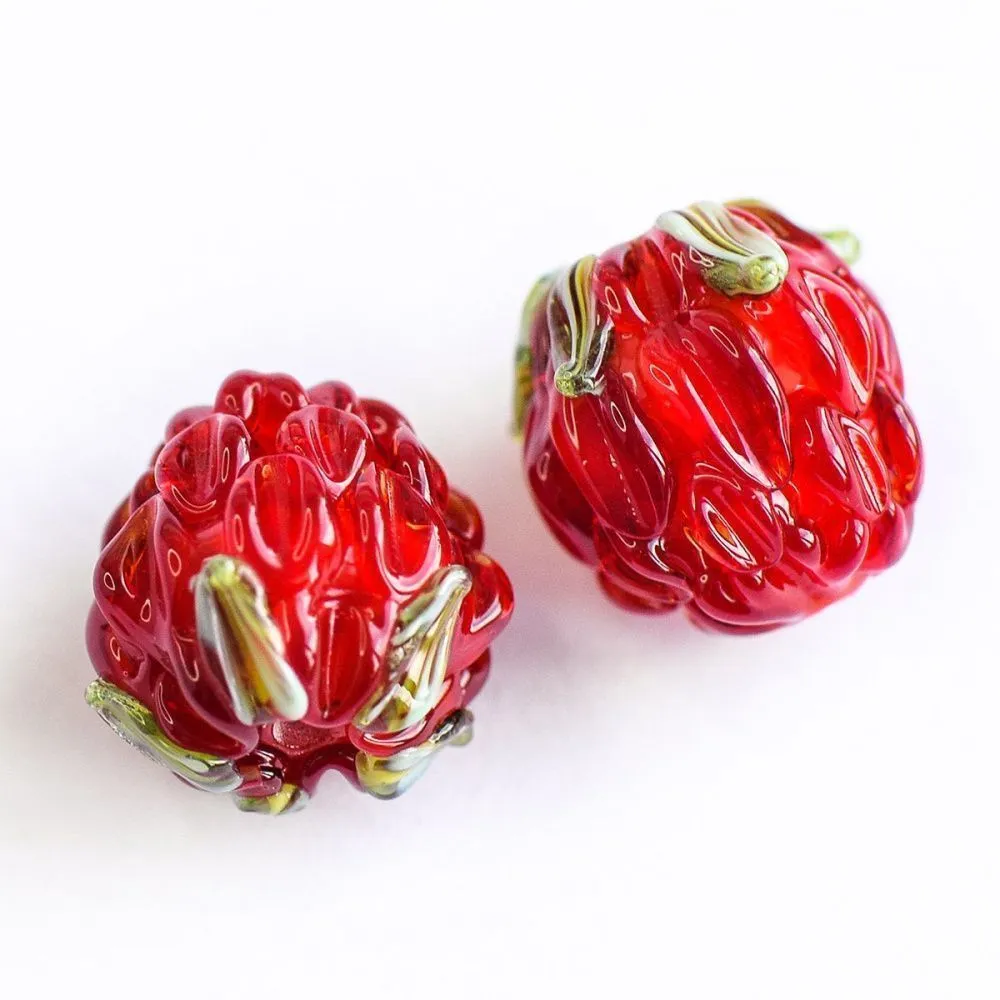 бусина, мурано "малинка", красный, 15х12 мм