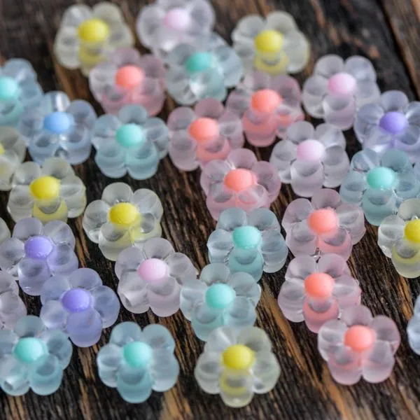 бусина, акрил "незабудка", пастельный микс, 12x12.5x6 мм