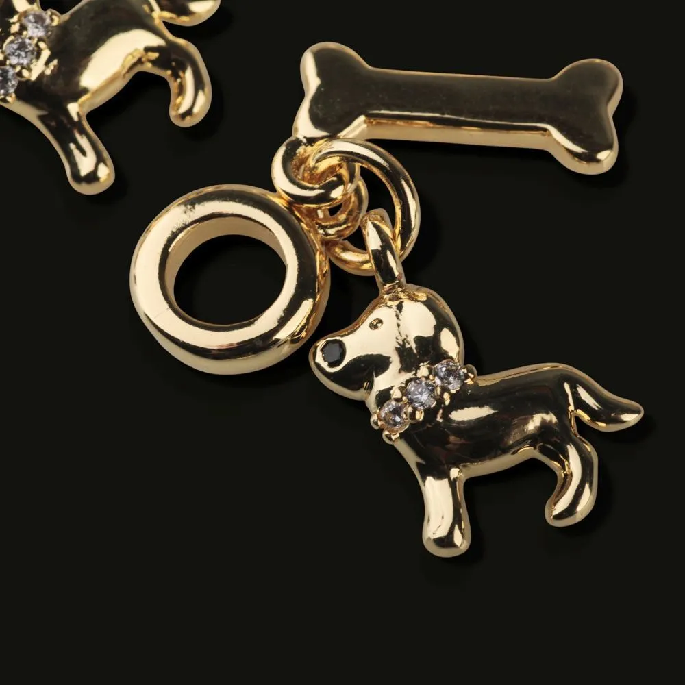 подвеска металл "такса", позолота/циркон, 28 мм