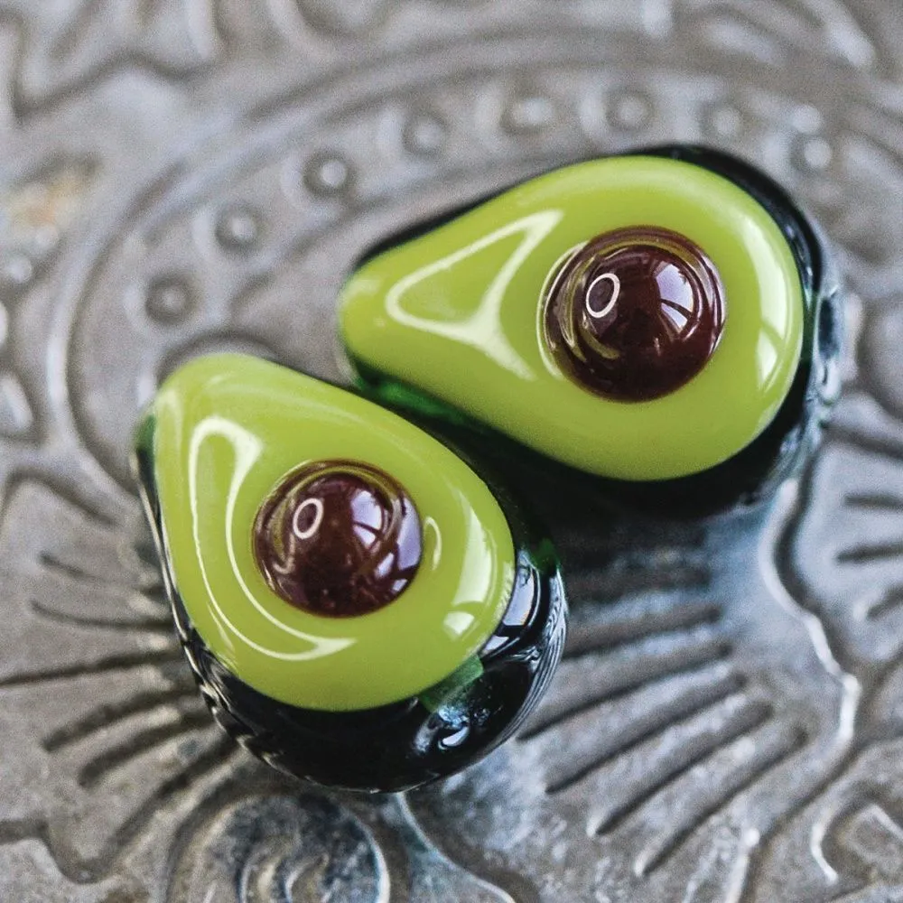 бусина, мурано "авокадо", зеленый, 15 мм