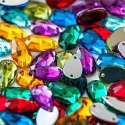 Стразы пришивные "Грани", акрил, каплевидные, цветовой микс, 13х8х3.5