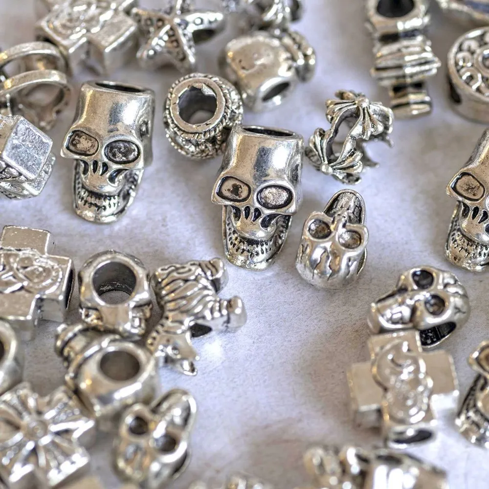 ес бусина металл "микс", античное серебро, размерный микс