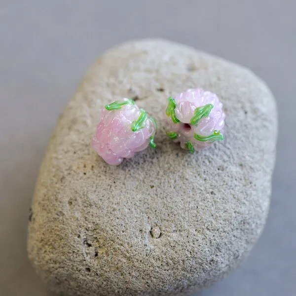 бусина, мурано "малинка", розовый, 15х12 мм