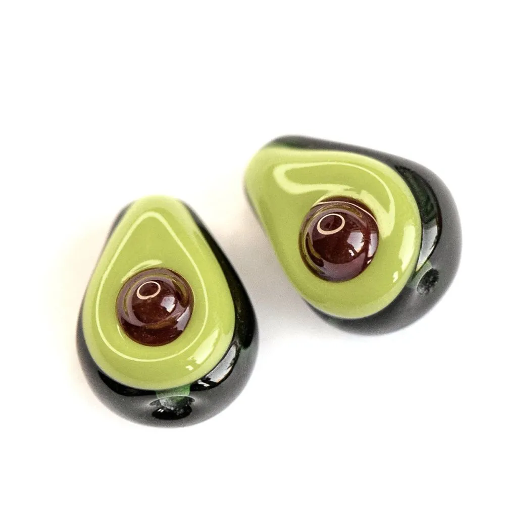 бусина, мурано "авокадо", зеленый, 15 мм