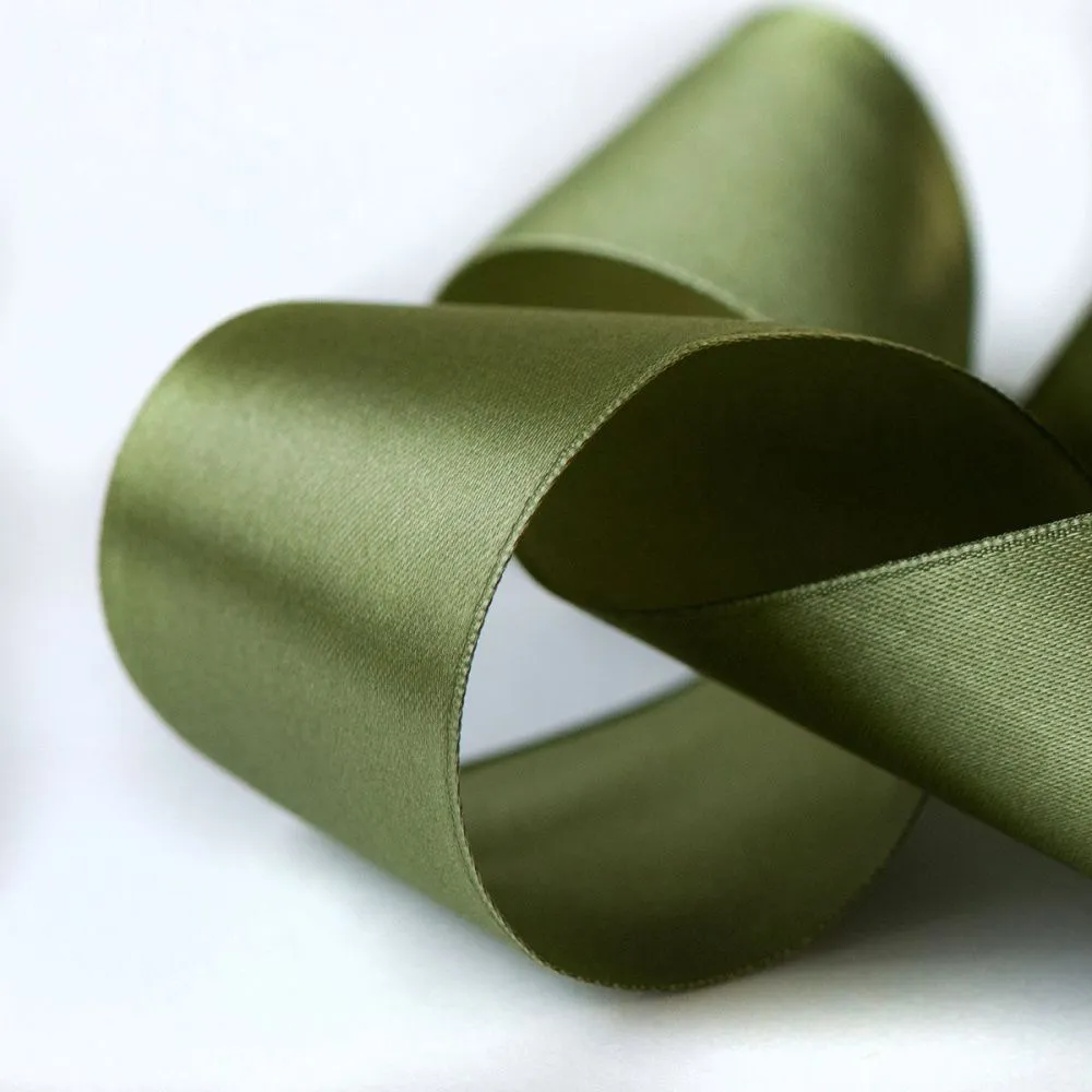 лента, атлас, цвет оливковый, ширина 50 мм ленты