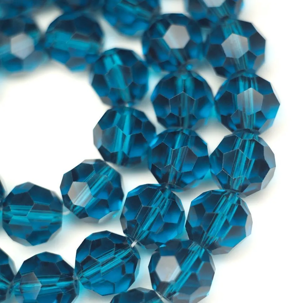 бусина, стекло 10, граненая, цвет циан, 10 мм