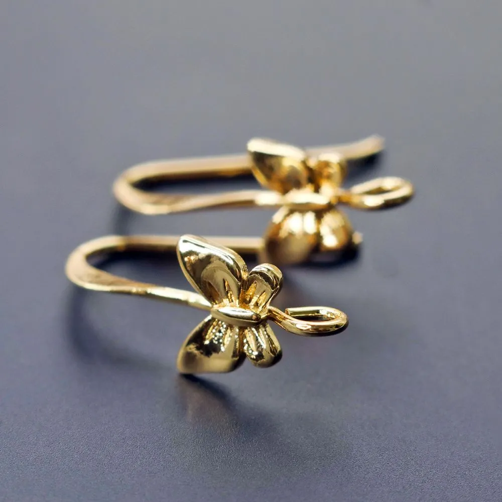 швензы "бабочка", позолота, 20x8 мм 