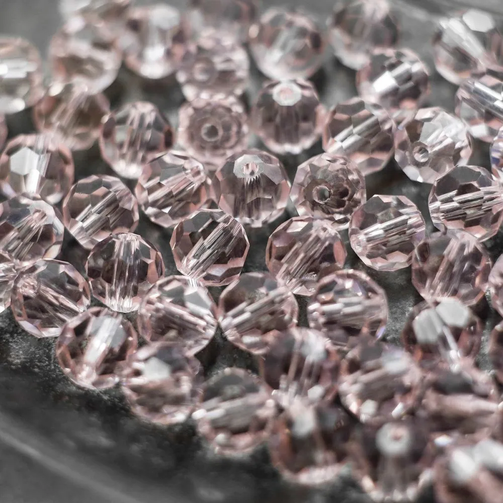 бусина, стекло 8, граненая, цвет розовый, 8 мм