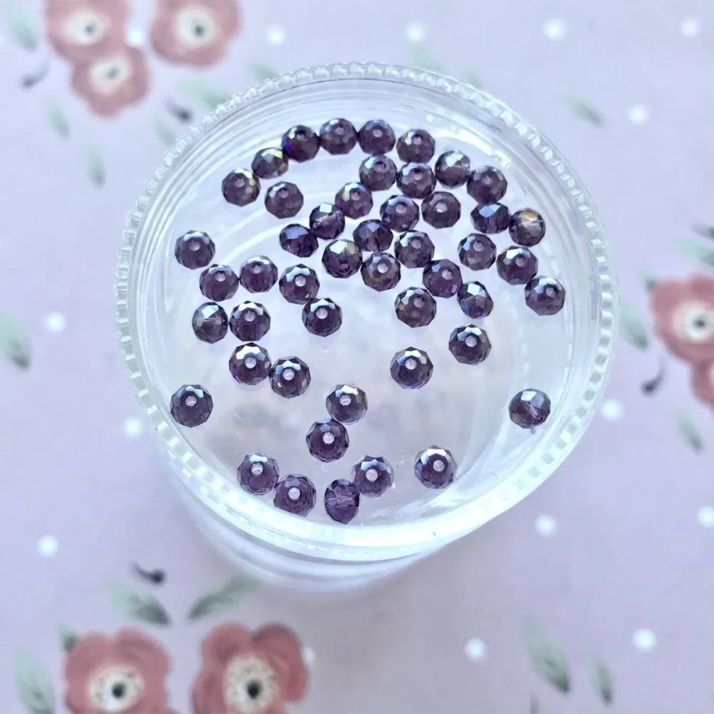 бусина, стекло абакус 3,5, граненая, цвет сиреневый радужный, 3.5х2.5 мм (уп 50+/-10 шт)