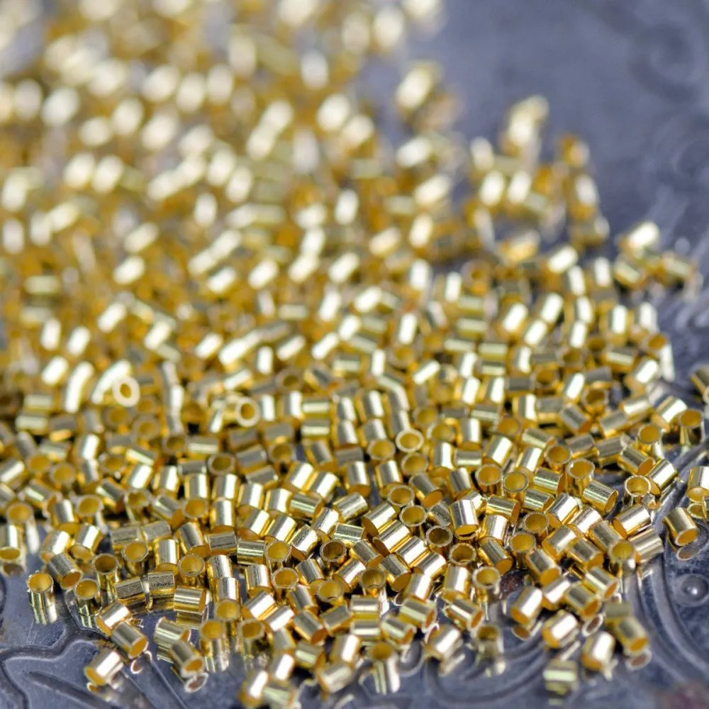 кримп-трубочка, цвет золото, 1.5x1.5 мм