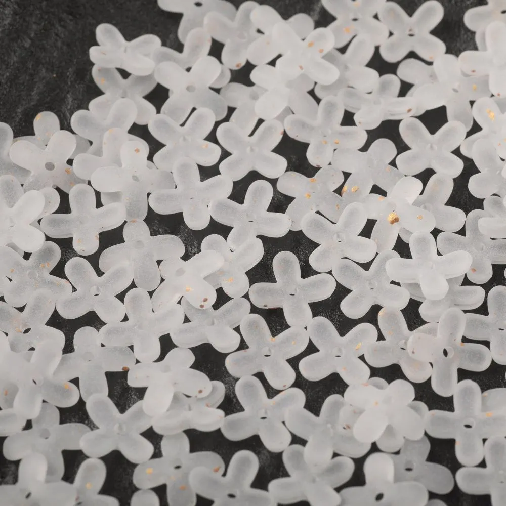 бусина, акрил "клематис", матовая, цвет белый, 11.5x11.5x3 мм