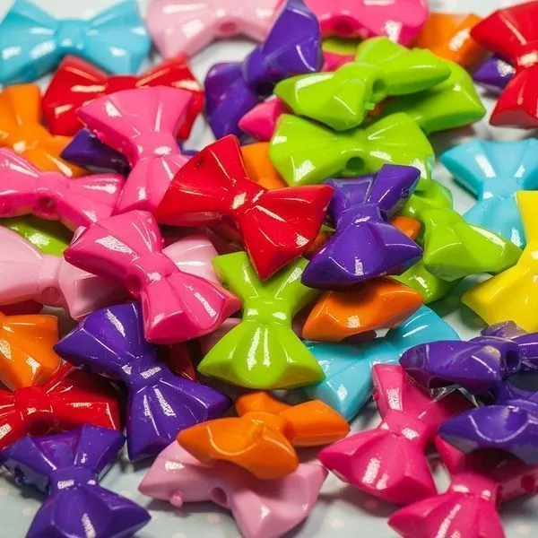 бусина, акрил "бантик", цветовой микс, 19x26x7 мм