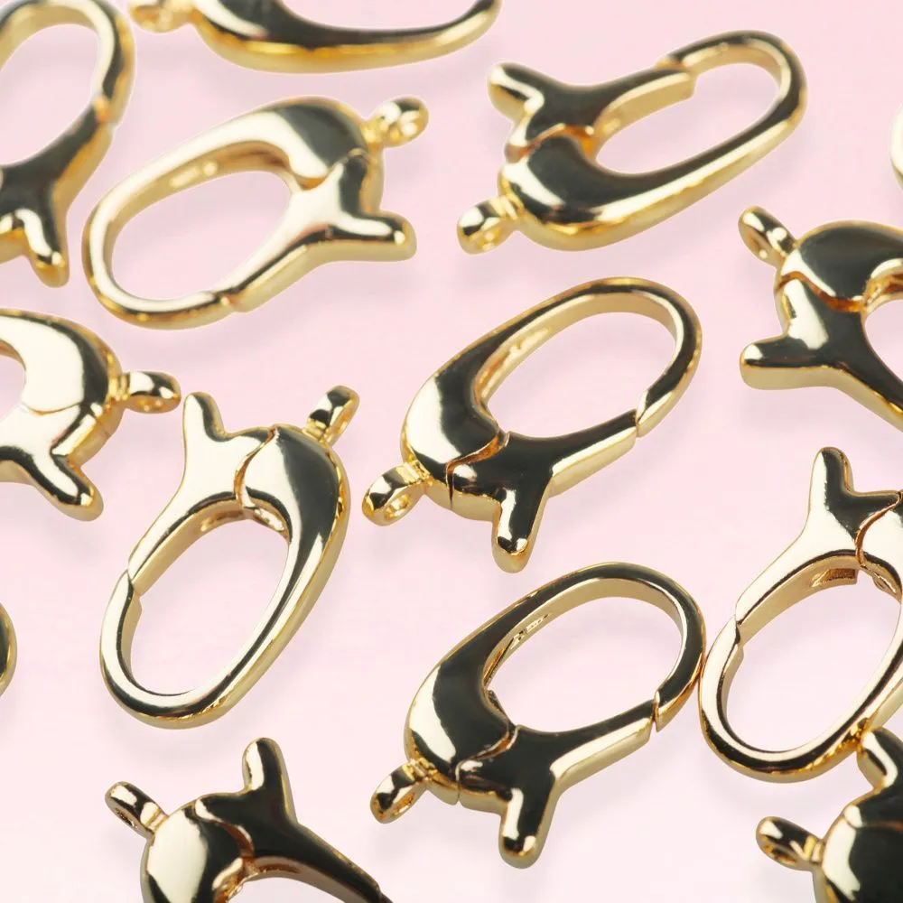 замочек-карабин "овал", позолота, 13.5x8x3 мм