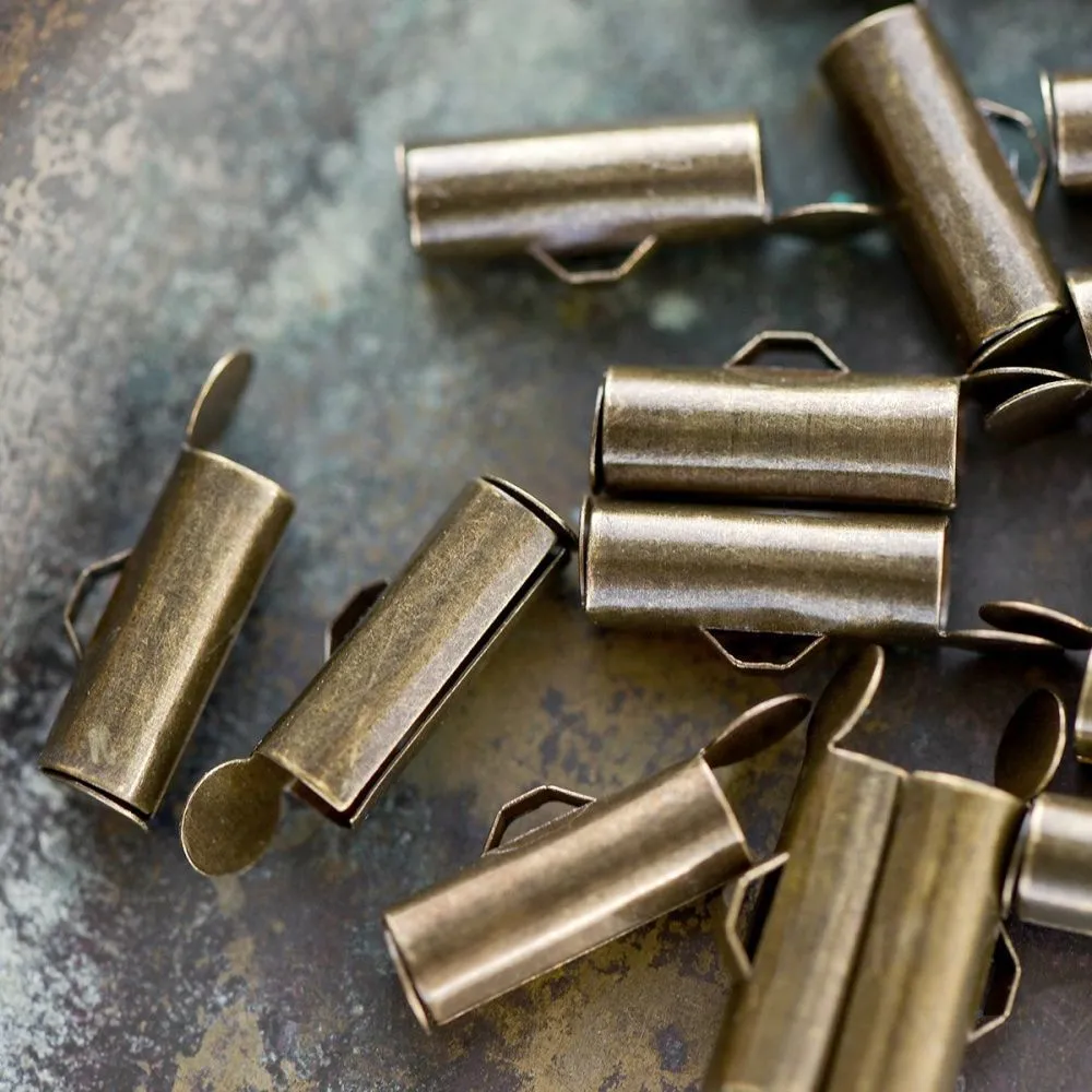 застежка для бисерного полотна, цвет античная бронза, 13.5x4.5 мм