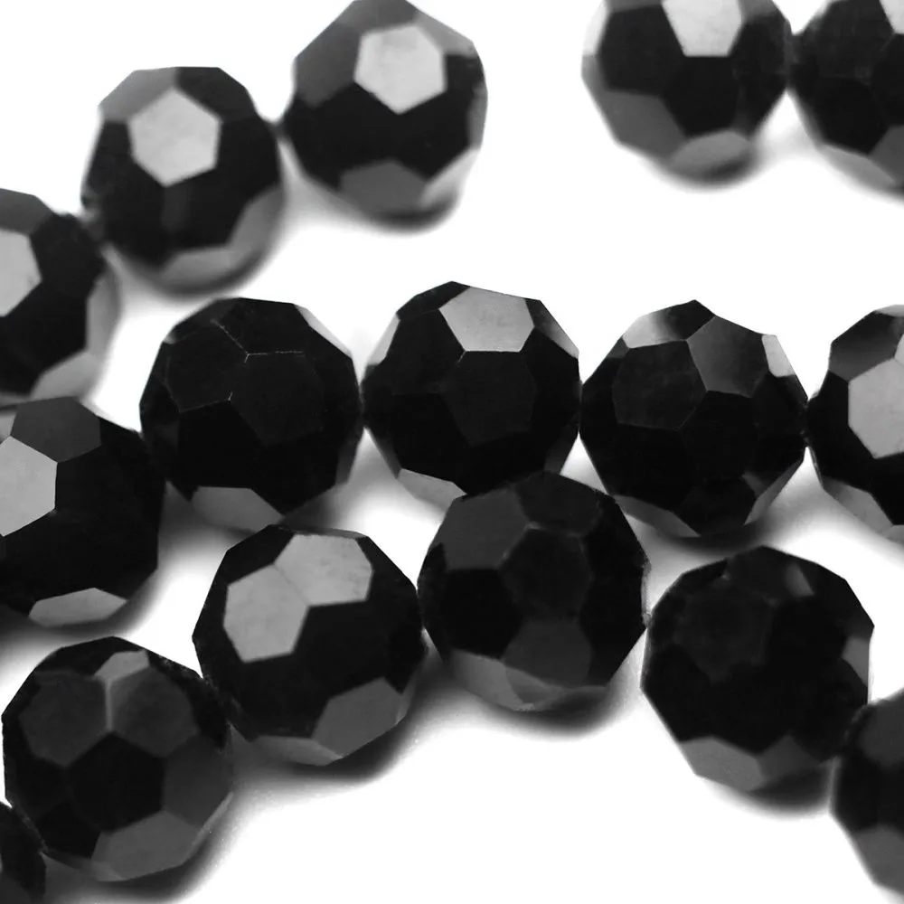 бусина, стекло 10, граненая, цвет черный, 10 мм