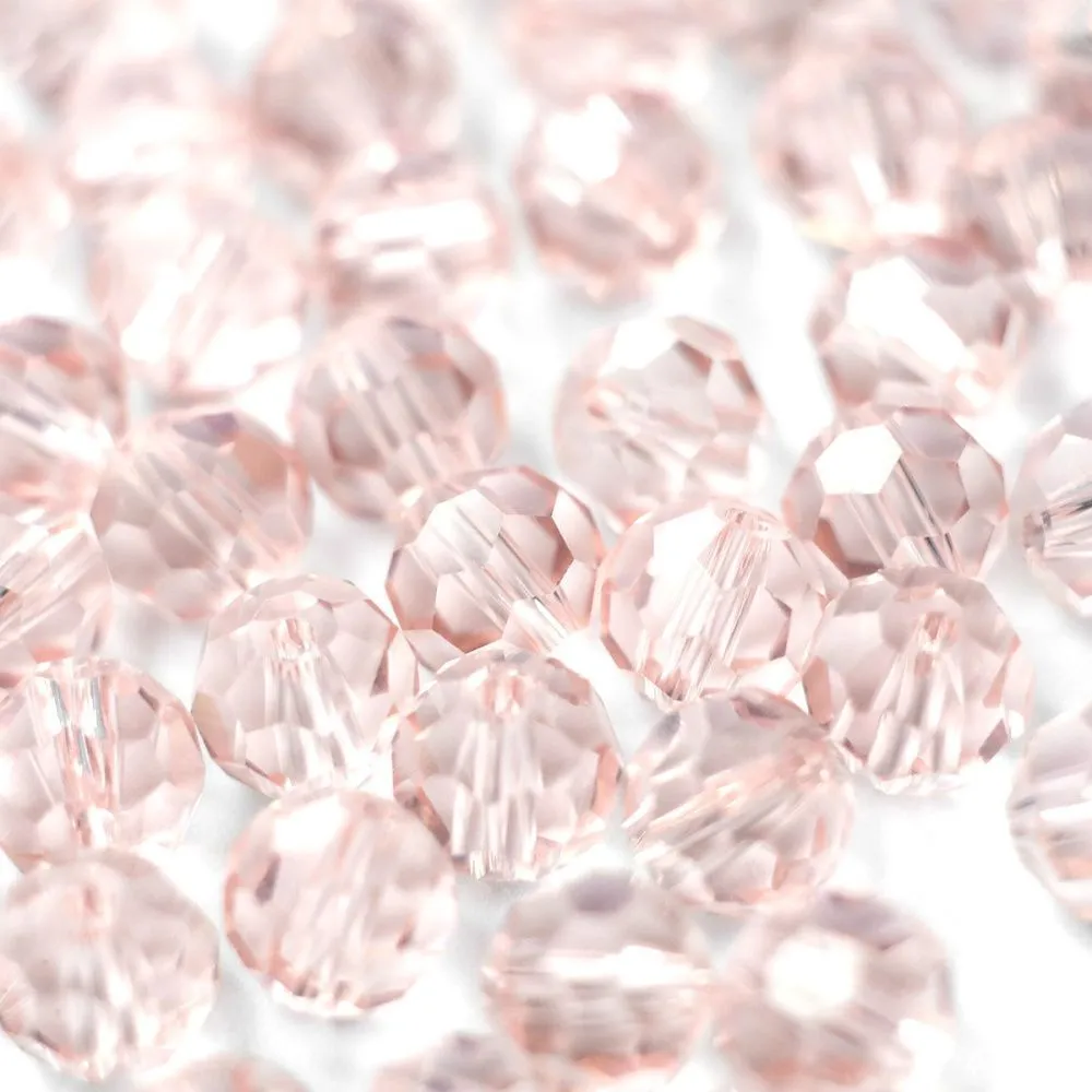 бусина, стекло 8, граненая, цвет розовый, 8 мм