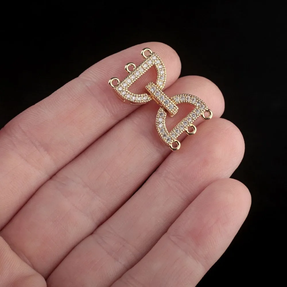 замок для украшений "арко", позолота/циркон, 24 мм