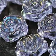 Бусина-кабошон, акрил "Роза", полупросверленная, цвет сиреневый, 15x16x6.5 мм