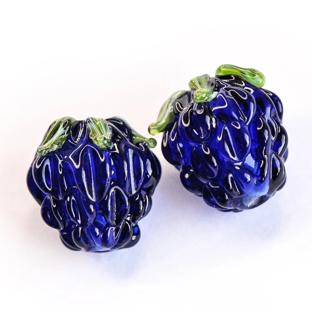 бусина, мурано "малинка", синий, 15х12 мм