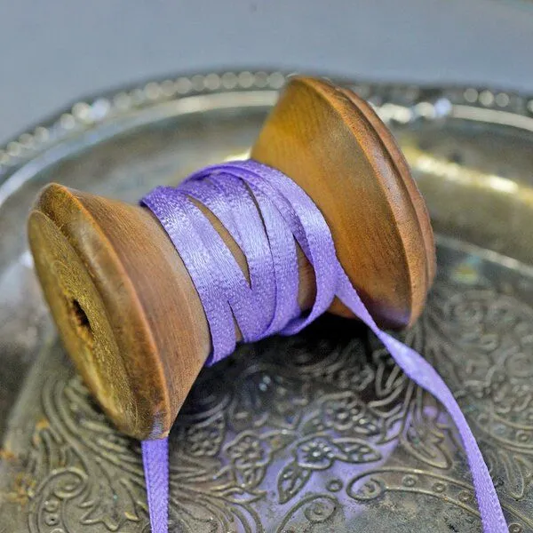 лента, атлас, цвет сиреневый, ширина 3 мм ленты