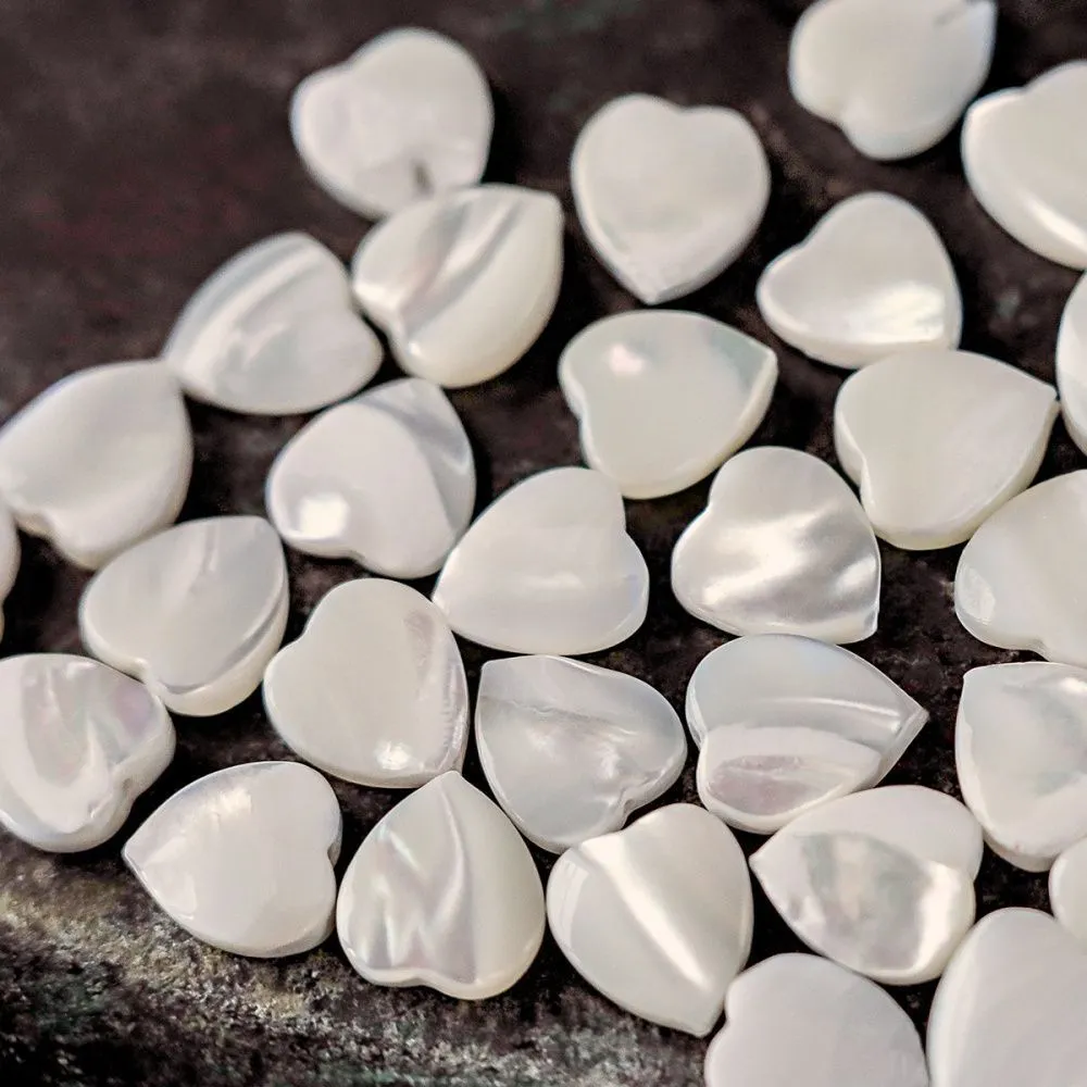 бусина из ракушки, "сердечко", цвет сливочный, 8x8x3-4 мм