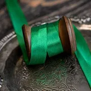 Лента, атлас, цвет травянисто-зеленый, ширина 15 мм