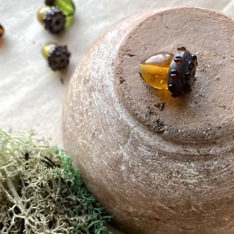 бусина, мурано "желудь", светлый янтарь, 15х12 мм