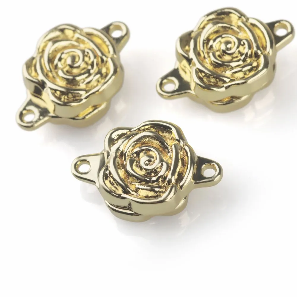застежка магнитная "роза", позолота, 18x11.5x6 мм