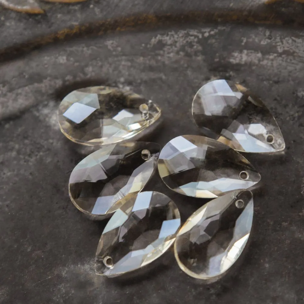 подвеска стеклянная "капля", граненая, цвет шампанского, 22х13 мм