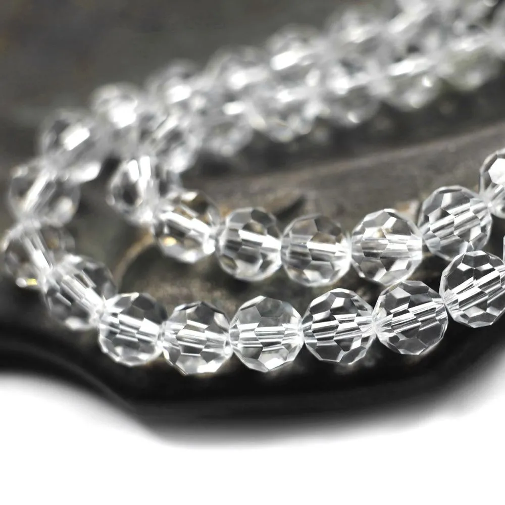 бусина, стекло 8, граненая, цвет прозрачный, 8 мм
