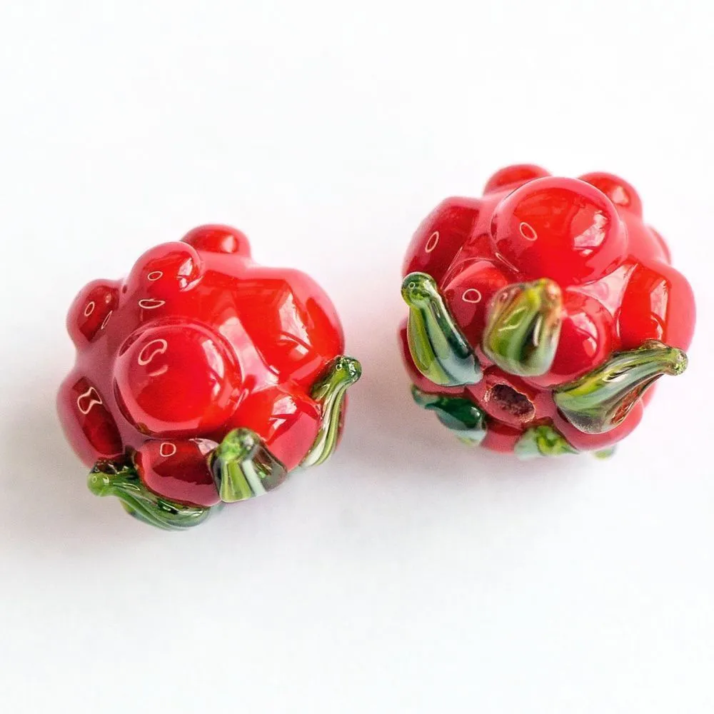 бусина, мурано "морошка", светло-оранжевый, 14х12 мм