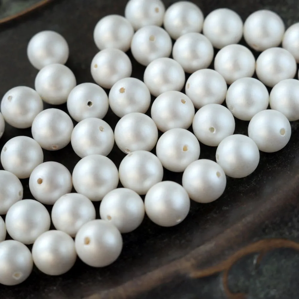 ракушечный жемчуг круглый, матовый, цвет молочный, 8 мм