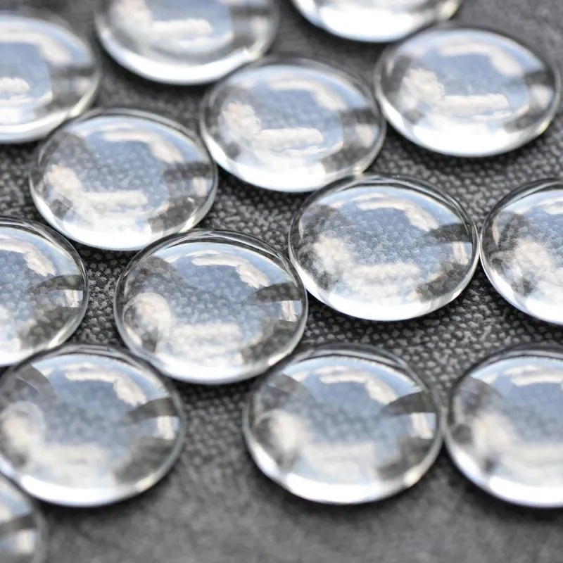 кабошон стеклянный, круглый, прозрачный, 25х6 мм