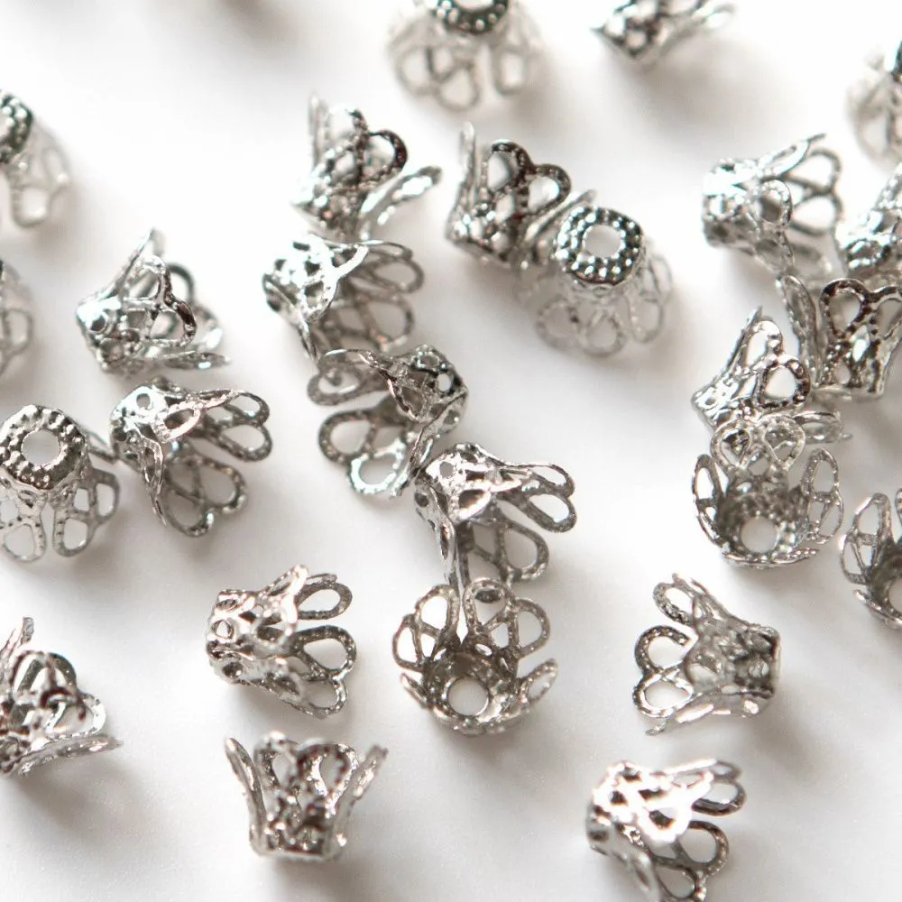 колпачок для бусин "стаканчик большой", цвет платина, 9х7 мм