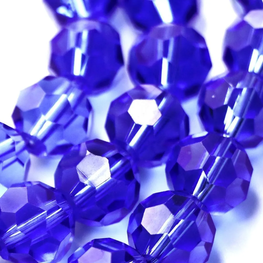 бусина, стекло 10, граненая, цвет синий, 10 мм